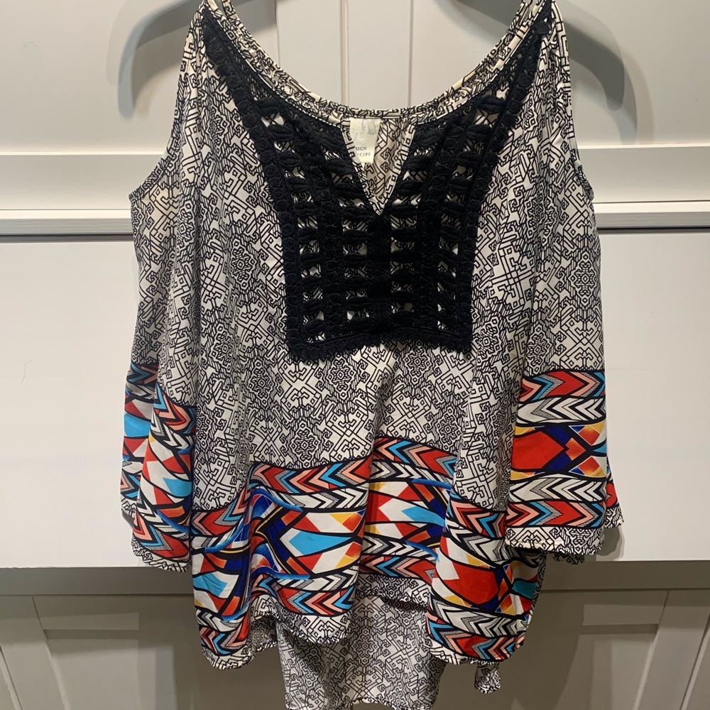 Black and white off the shoulder blouse